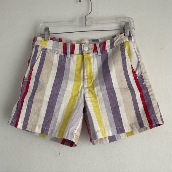 Anthropologie Shorts Anthropologie Rainbow Stripe Chino Shorts white purple - Picture 4 of 10